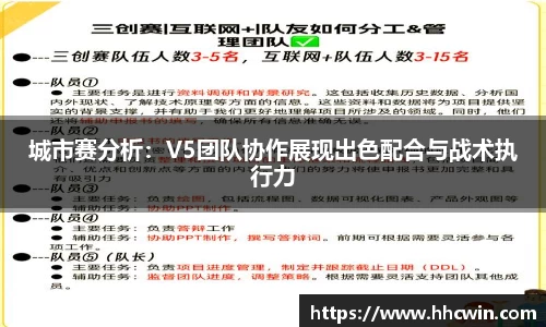 城市赛分析：V5团队协作展现出色配合与战术执行力