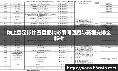 颍上县足球比赛直播精彩瞬间回顾与赛程安排全解析